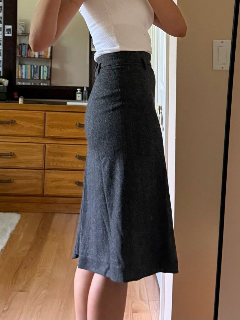 Piazza Sempione Gray Italian Wool Midi Skirt Vintage